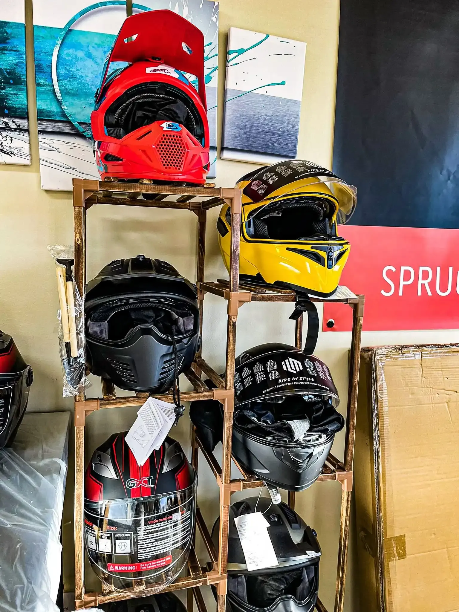 helmets at retail revolt store